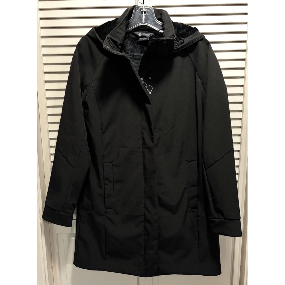 Mondetta Sherpa Lined Hood/Collar Zip Up Jacket Small Pockets Black Rekaxed Warm